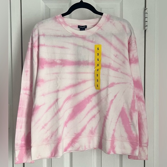 🆕 NWT Splendid Pink White Tie Dye Cozy Crewneck Pullover Sweatshirt, Small - Picture 3 of 6
